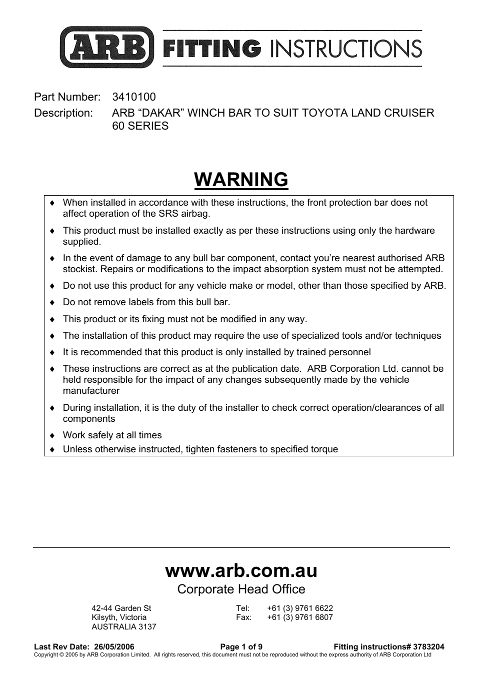 ARB 3410100 User Manual | 9 pages