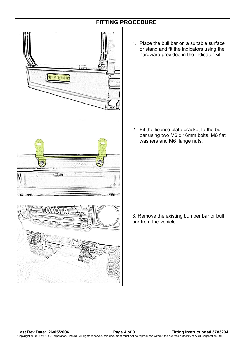 Fitting procedure | ARB 3410100 User Manual | Page 4 / 9