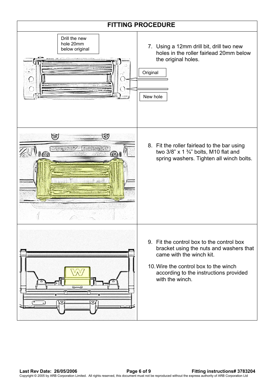 Fitting procedure | ARB 3410100 User Manual | Page 6 / 9