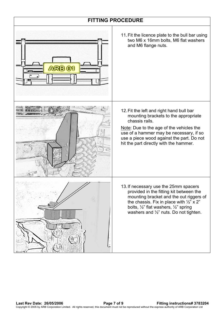 Fitting procedure | ARB 3410100 User Manual | Page 7 / 9