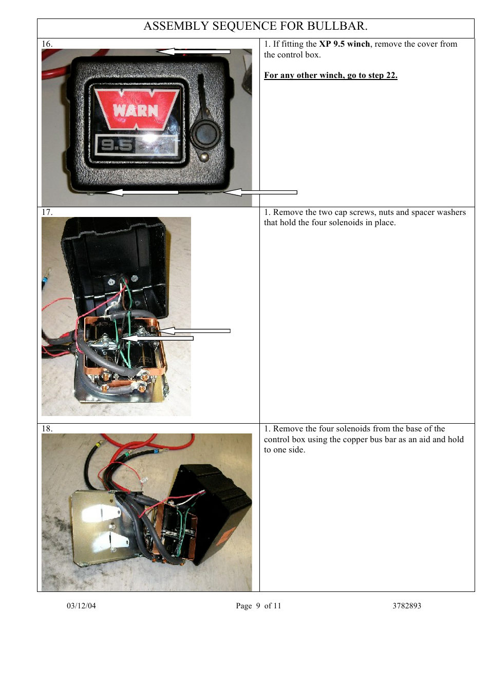 Assembly sequence for bullbar | ARB 3413050 User Manual | Page 9 / 11