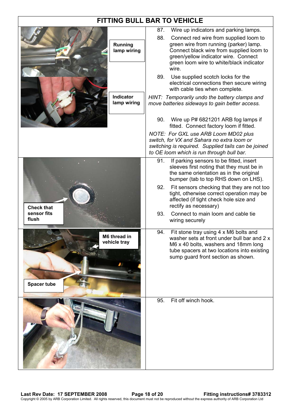 Fitting bull bar to vehicle | ARB 3415120 User Manual | Page 18 / 20
