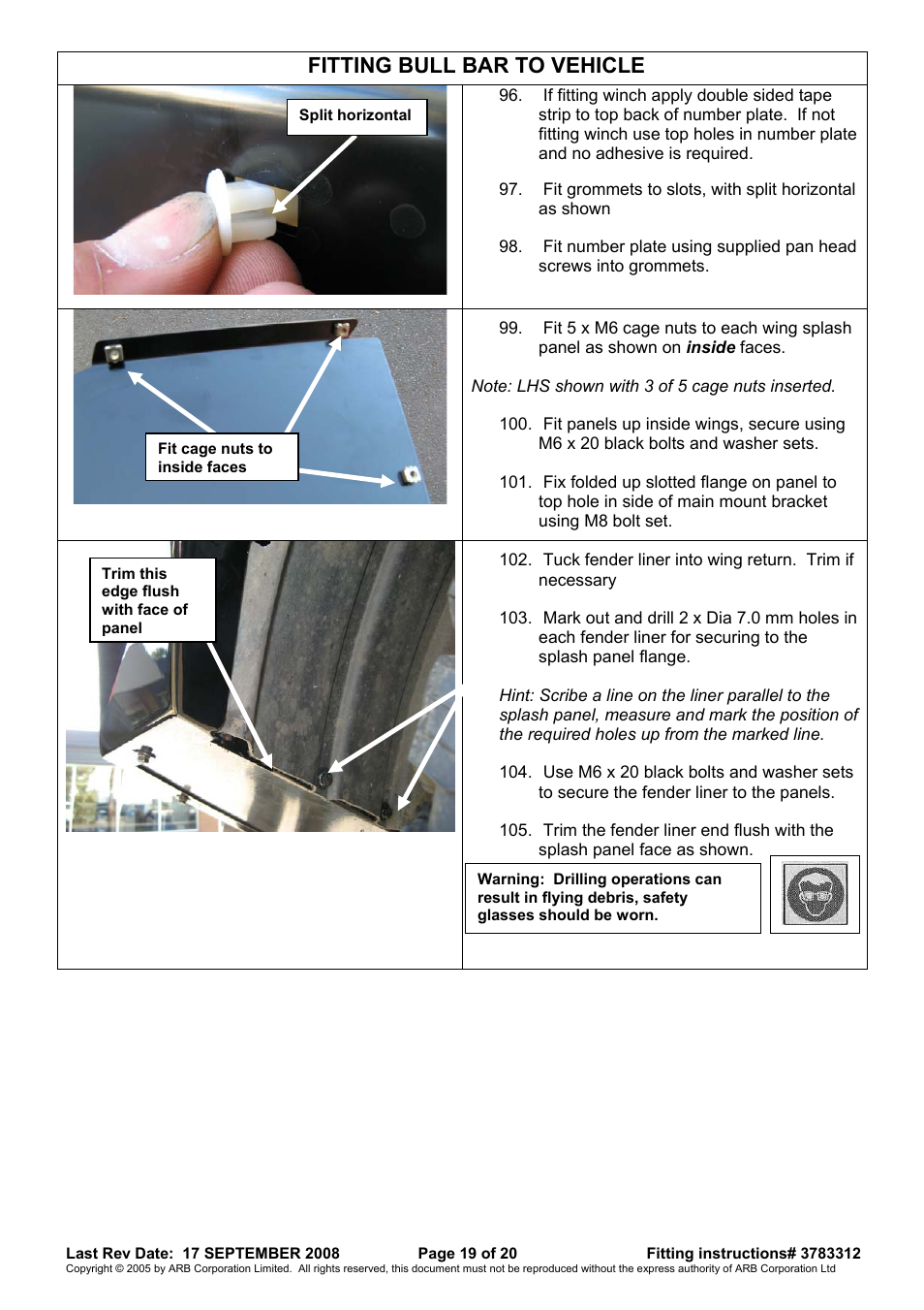Fitting bull bar to vehicle | ARB 3415120 User Manual | Page 19 / 20