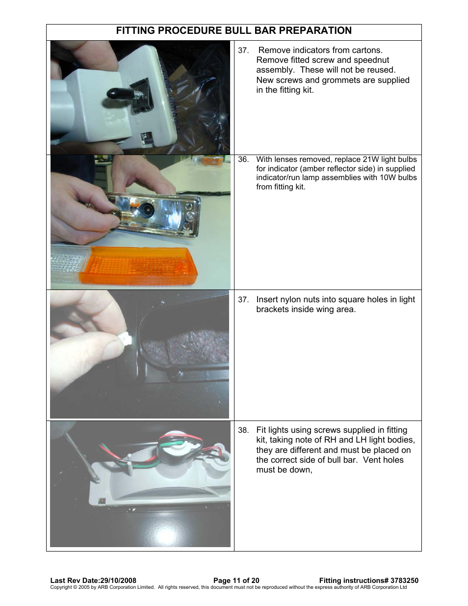 Fitting procedure bull bar preparation | ARB 3415010 User Manual | Page 11 / 20