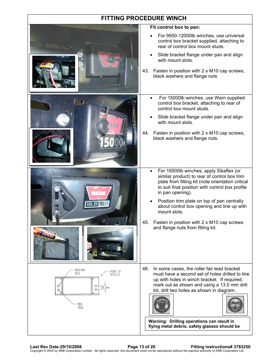 Fitting procedure winch | ARB 3415010 User Manual | Page 13 / 20