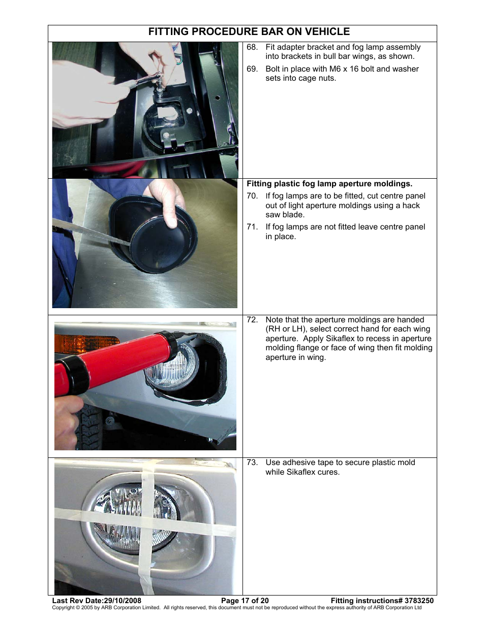Fitting procedure bar on vehicle | ARB 3415010 User Manual | Page 17 / 20