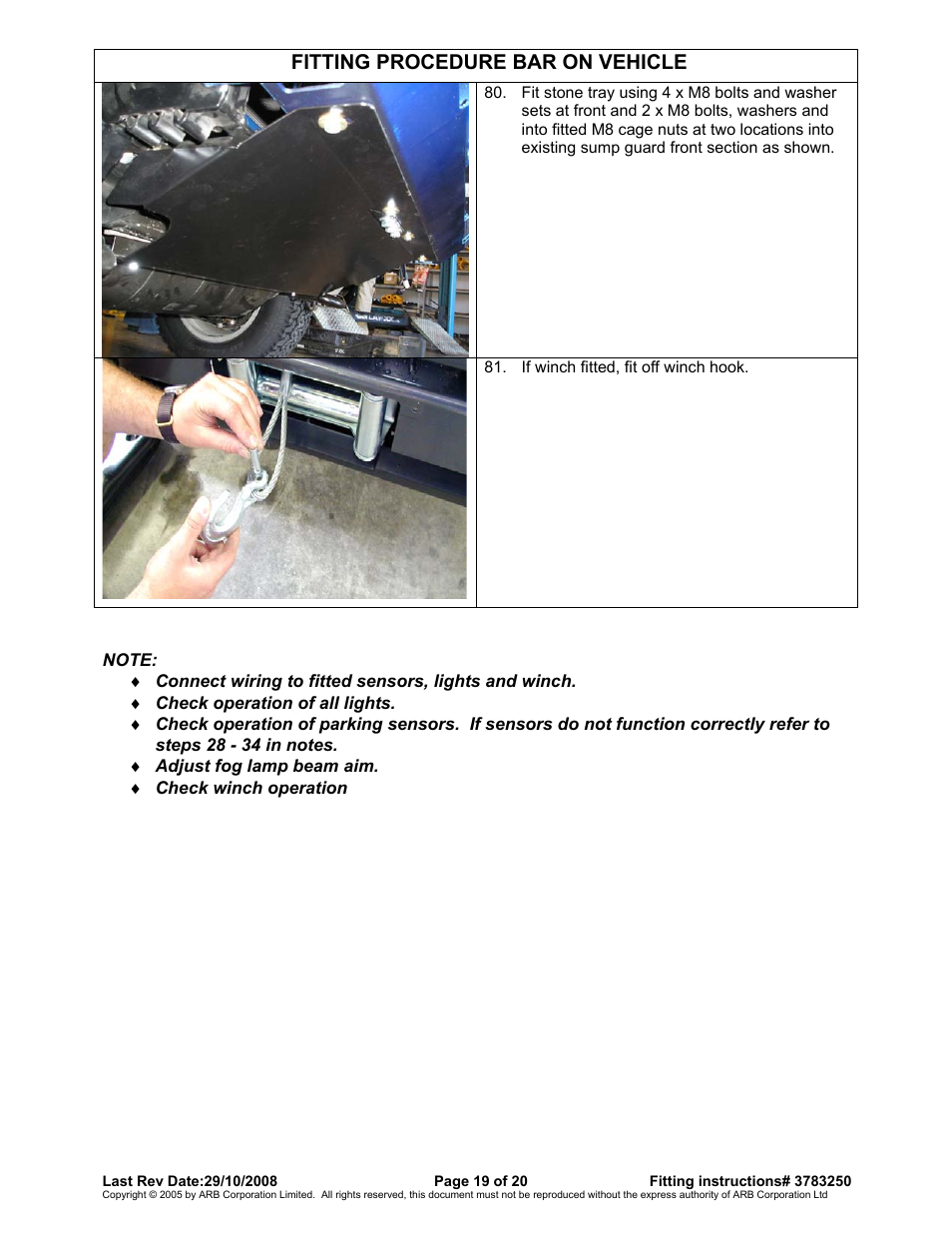 Fitting procedure bar on vehicle | ARB 3415010 User Manual | Page 19 / 20