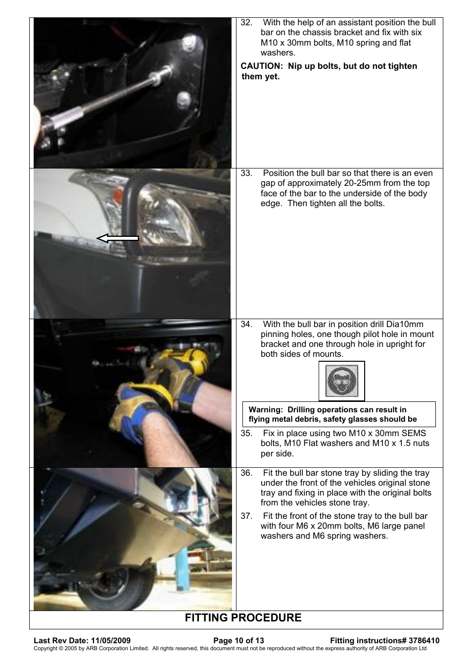 Fitting procedure | ARB WINCH BULL BAR User Manual | Page 10 / 13
