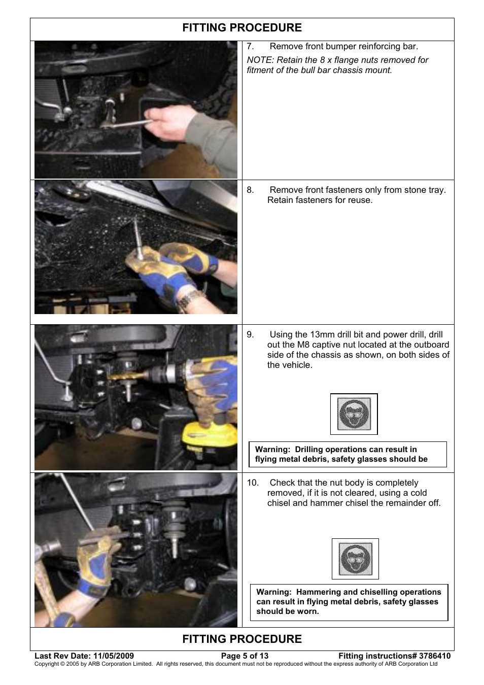 Fitting procedure | ARB WINCH BULL BAR User Manual | Page 5 / 13