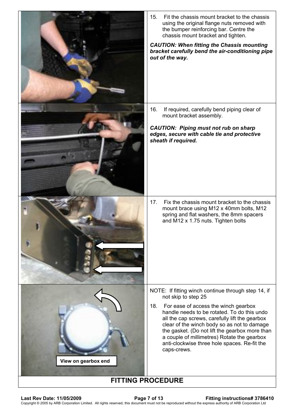 Fitting procedure | ARB WINCH BULL BAR User Manual | Page 7 / 13