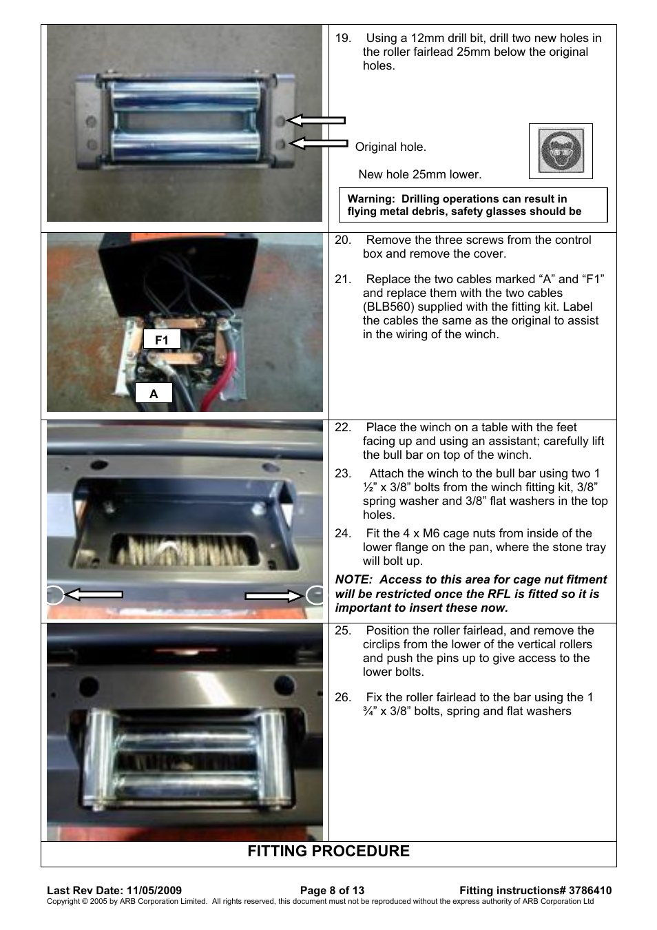 Fitting procedure | ARB WINCH BULL BAR User Manual | Page 8 / 13