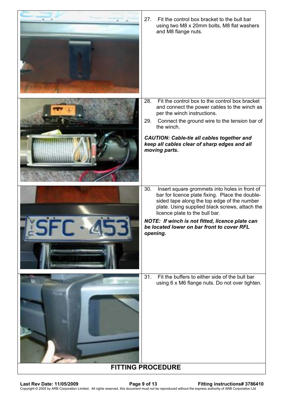Fitting procedure | ARB WINCH BULL BAR User Manual | Page 9 / 13