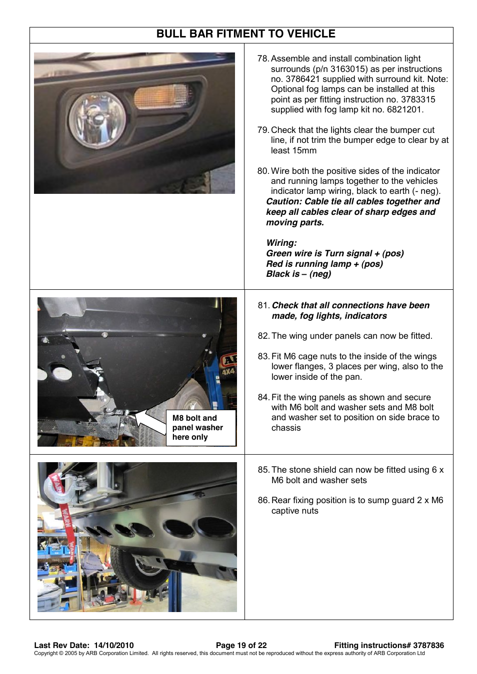 Bull bar fitment to vehicle | ARB 3421520 User Manual | Page 19 / 22
