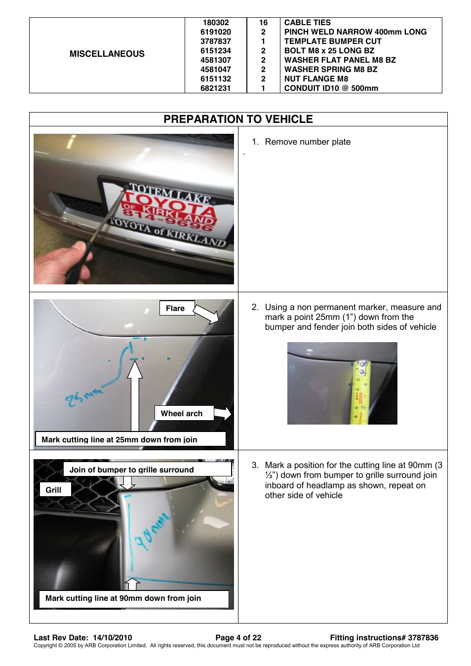 Preparation to vehicle | ARB 3421520 User Manual | Page 4 / 22