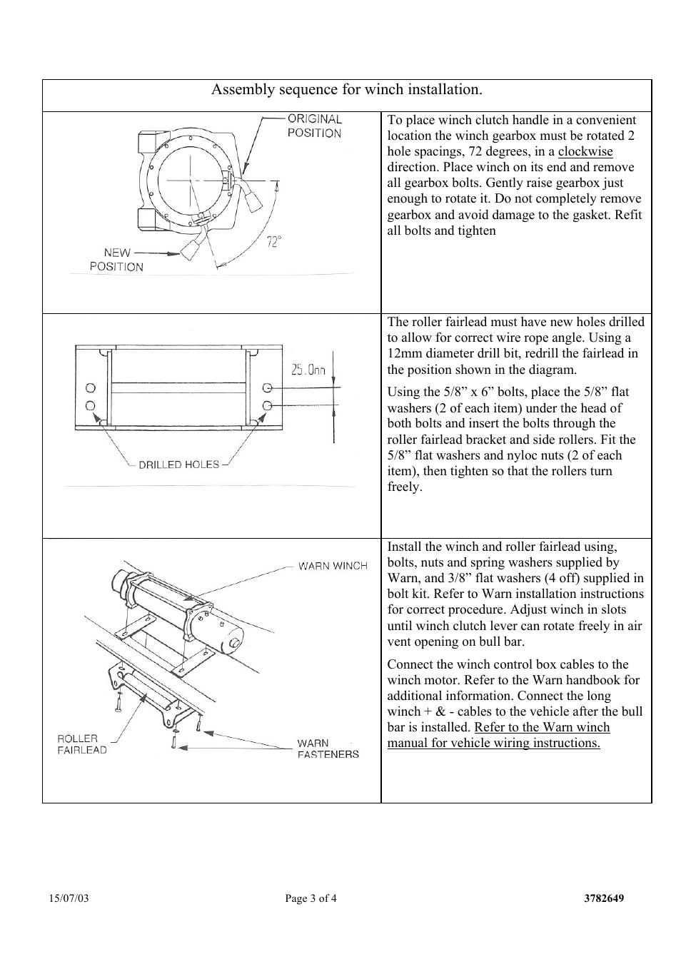 Assembly sequence for winch installation | ARB 3438110 User Manual | Page 3 / 4