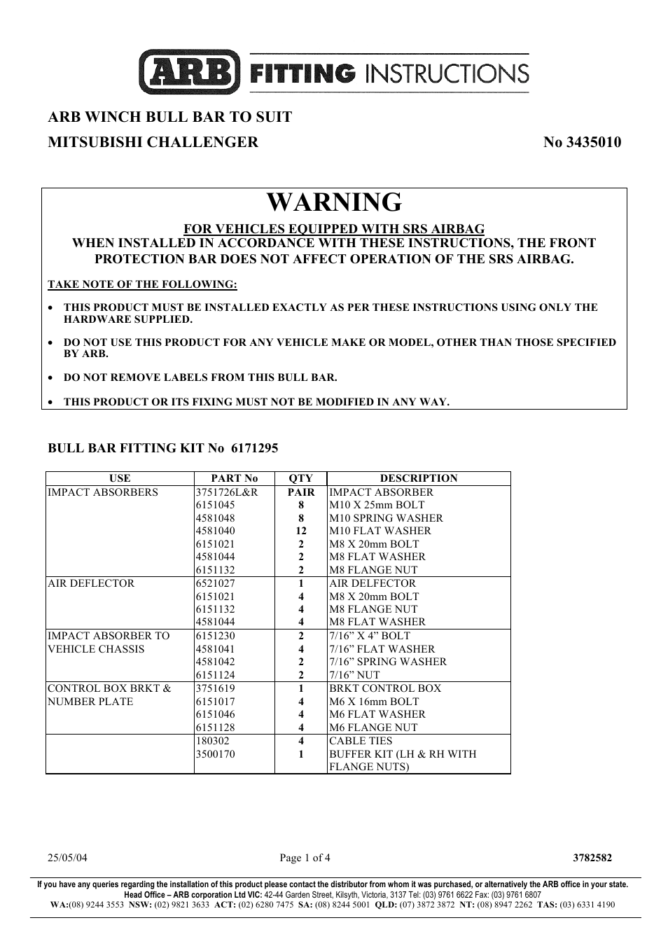 ARB 3435010 User Manual | 4 pages