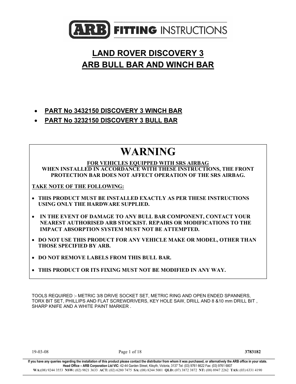 ARB 3432150 User Manual | 21 pages