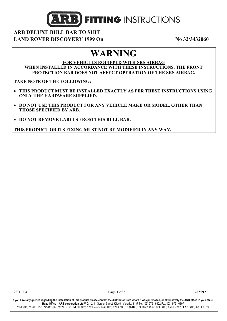 ARB 3432060 User Manual | 5 pages