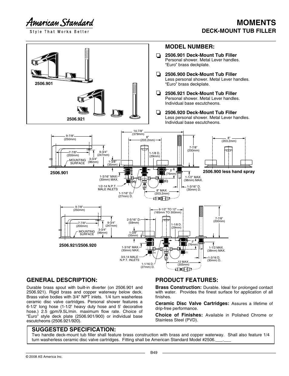 American Standard 2506.921 User Manual | 2 pages