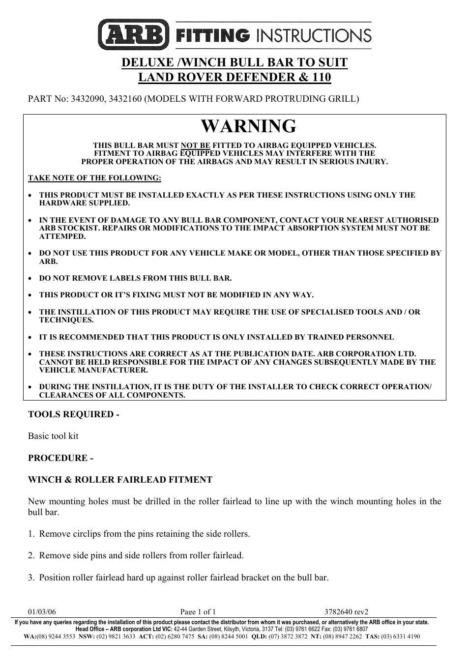 ARB 3432160 User Manual | 3 pages