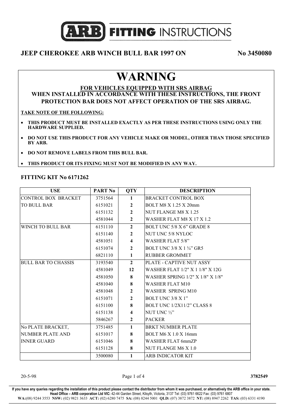 ARB 3450080 User Manual | 4 pages