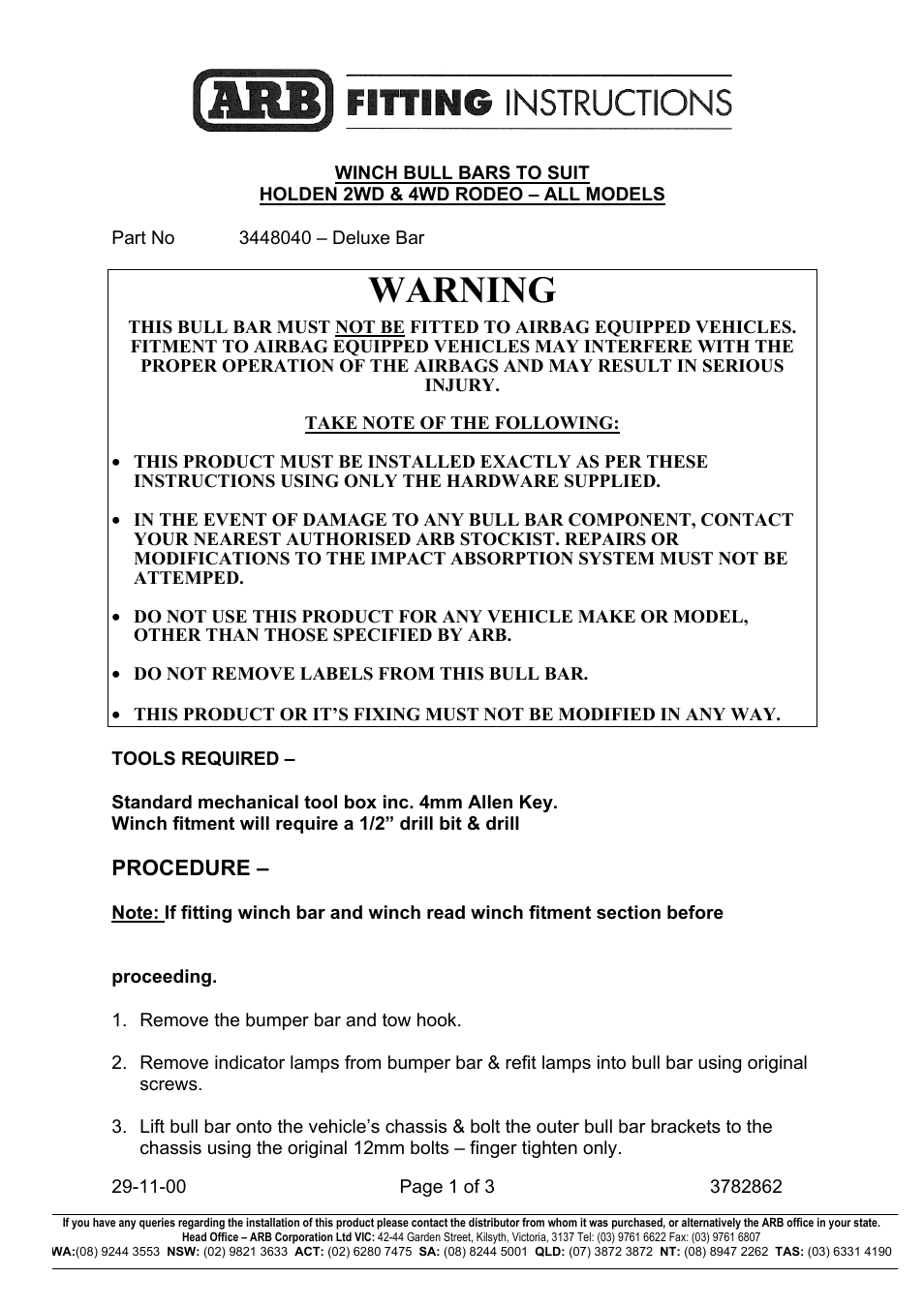 ARB 3448040 User Manual | 3 pages