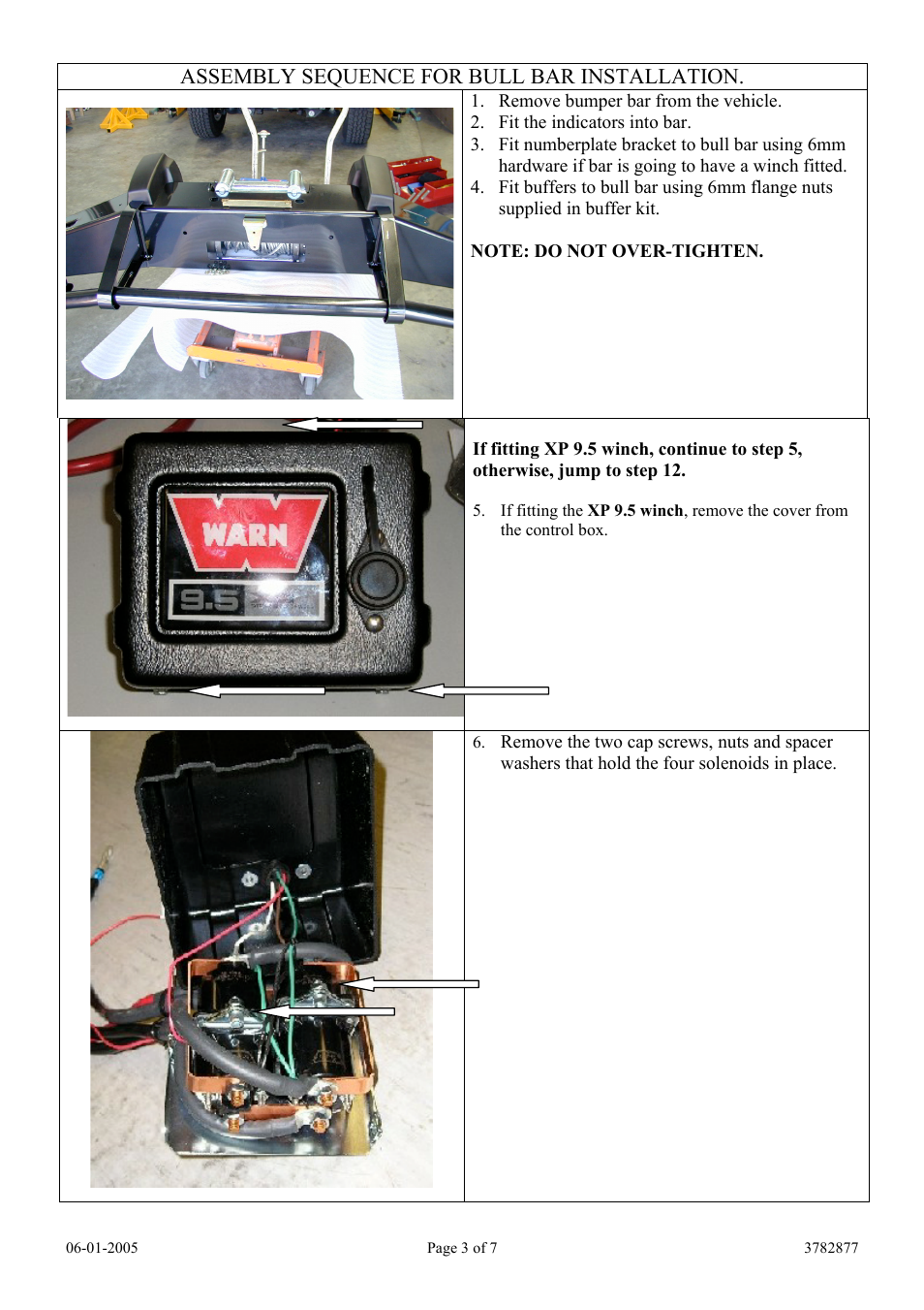 Assembly sequence for bull bar installation | ARB 3448200 User Manual | Page 3 / 7