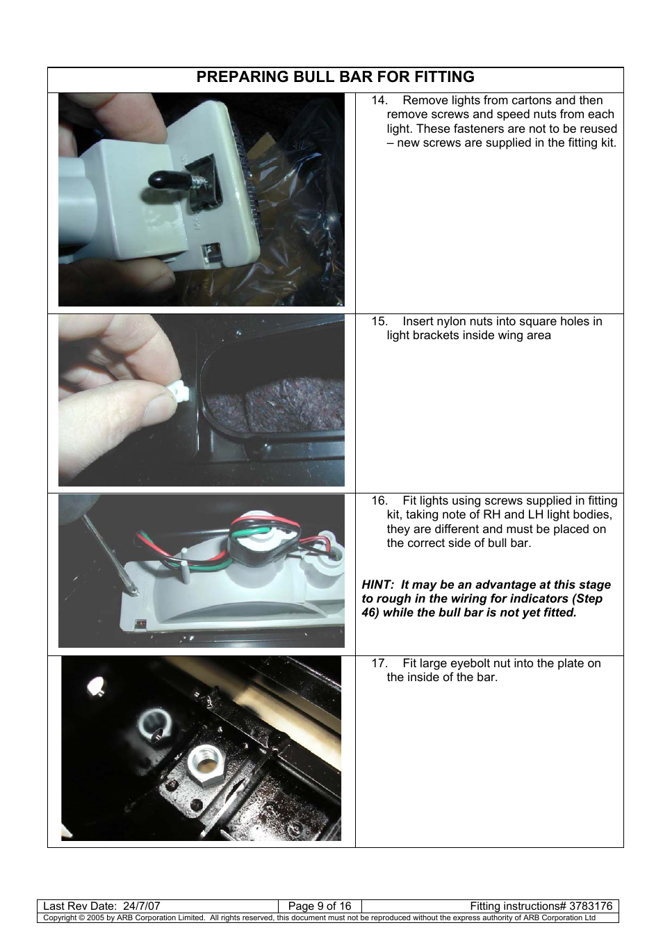 Preparing bull bar for fitting | ARB 3462040 User Manual | Page 10 / 45