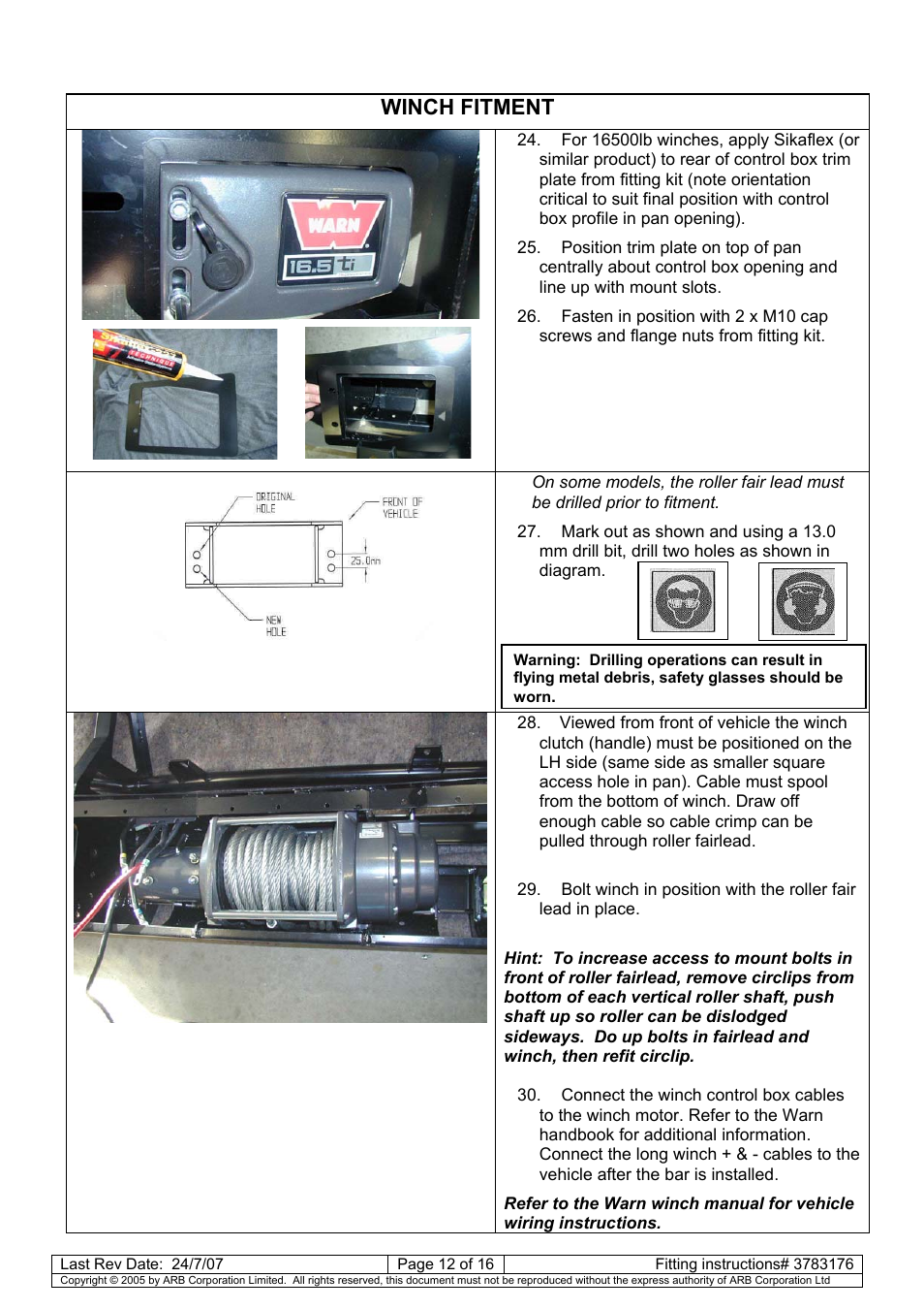 Winch fitment | ARB 3462040 User Manual | Page 13 / 45