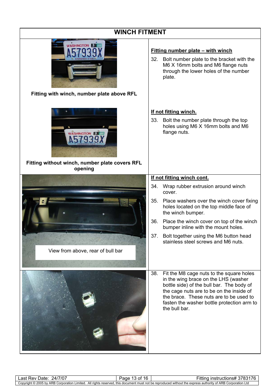 Winch fitment | ARB 3462040 User Manual | Page 14 / 45