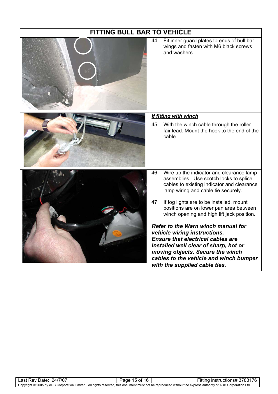 Fitting bull bar to vehicle | ARB 3462040 User Manual | Page 16 / 45