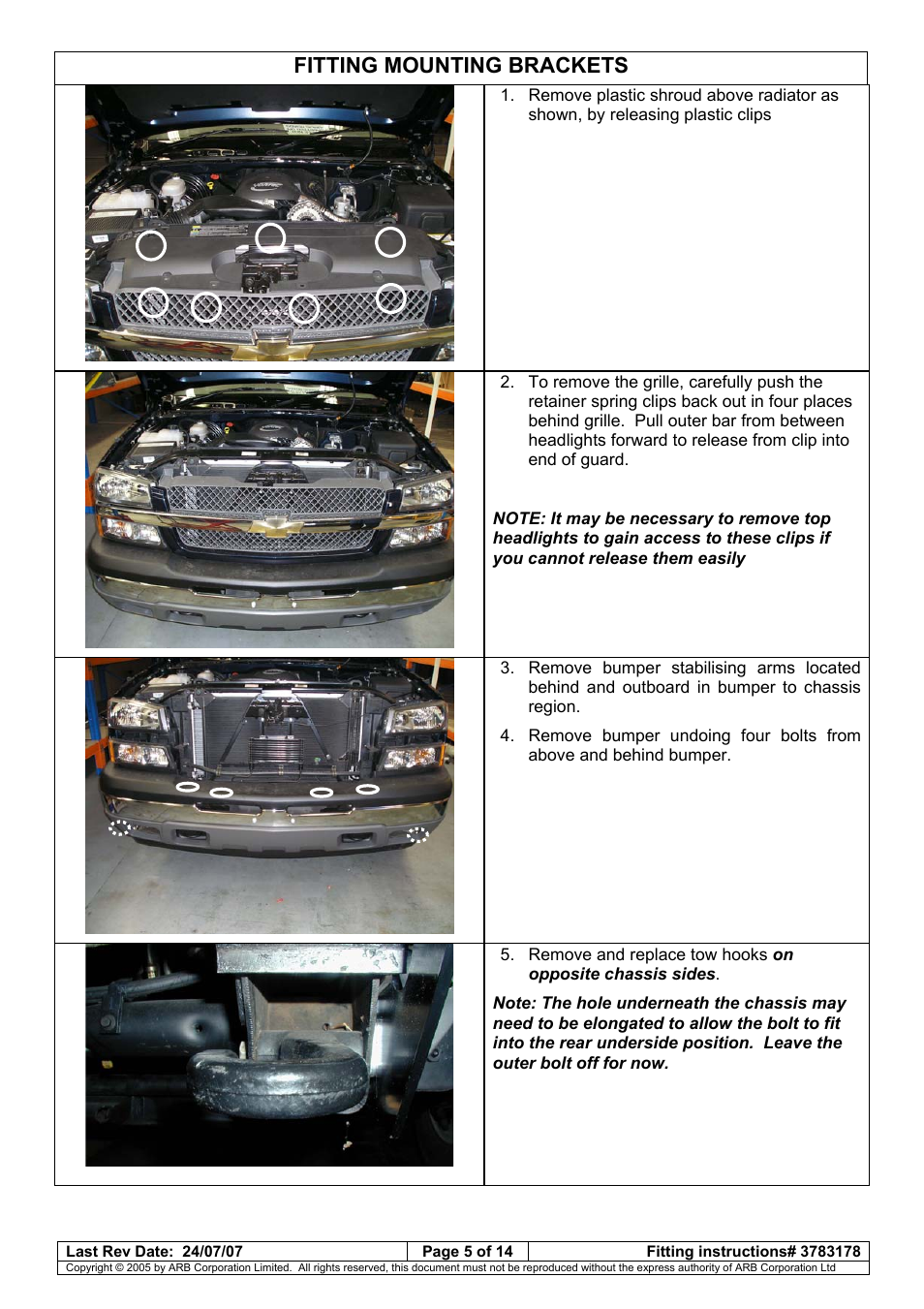 Fitting mounting brackets | ARB 3462040 User Manual | Page 22 / 45