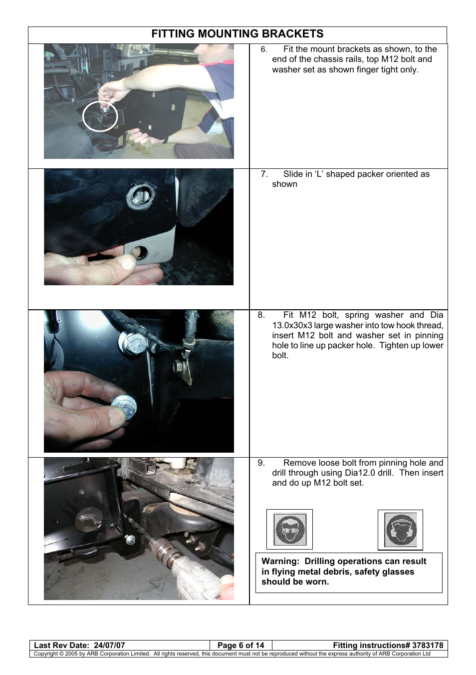 Fitting mounting brackets | ARB 3462040 User Manual | Page 23 / 45