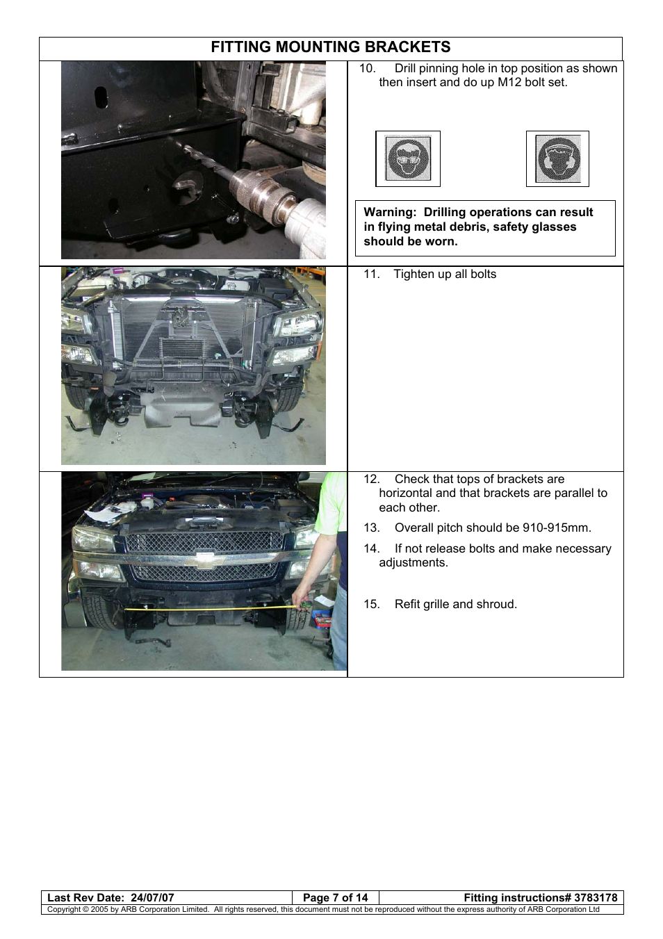 Fitting mounting brackets | ARB 3462040 User Manual | Page 24 / 45