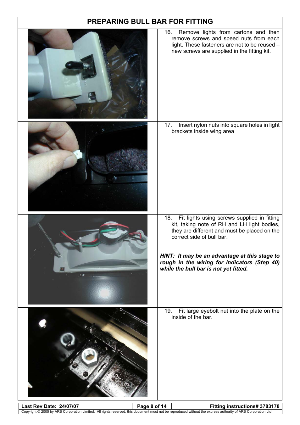 Preparing bull bar for fitting | ARB 3462040 User Manual | Page 25 / 45