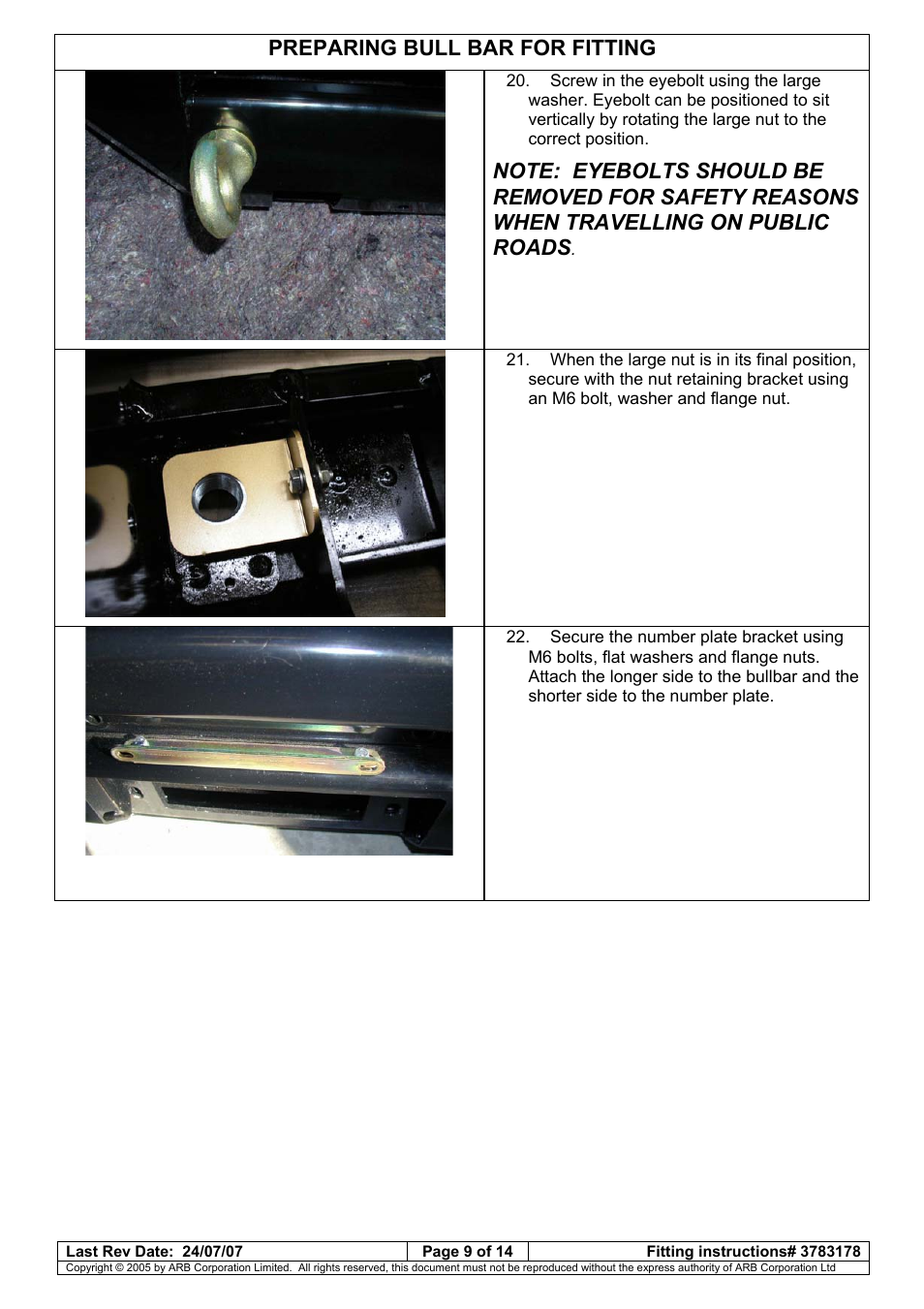 Preparing bull bar for fitting | ARB 3462040 User Manual | Page 26 / 45