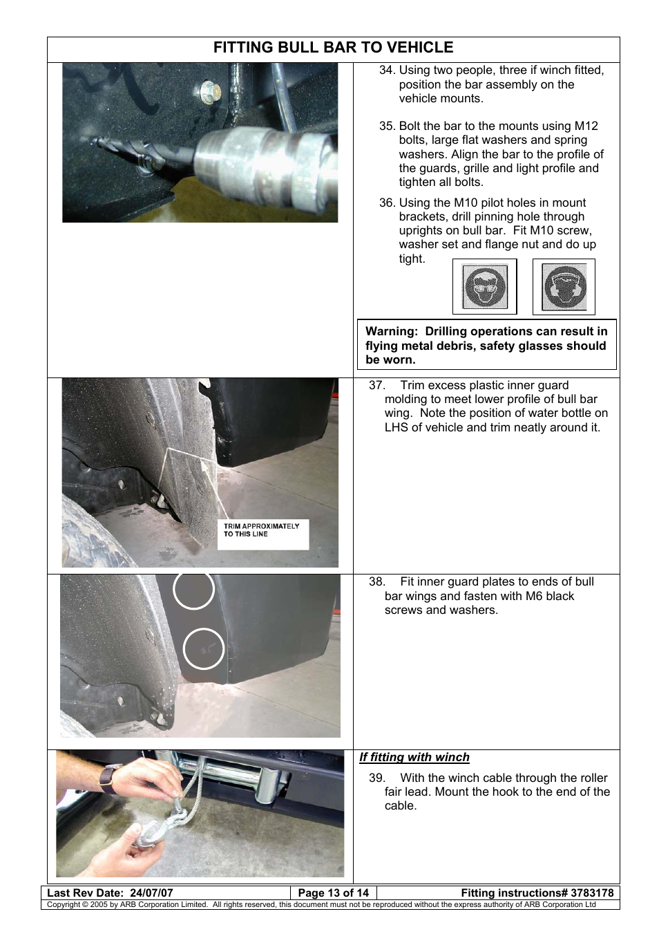 Fitting bull bar to vehicle | ARB 3462040 User Manual | Page 44 / 45