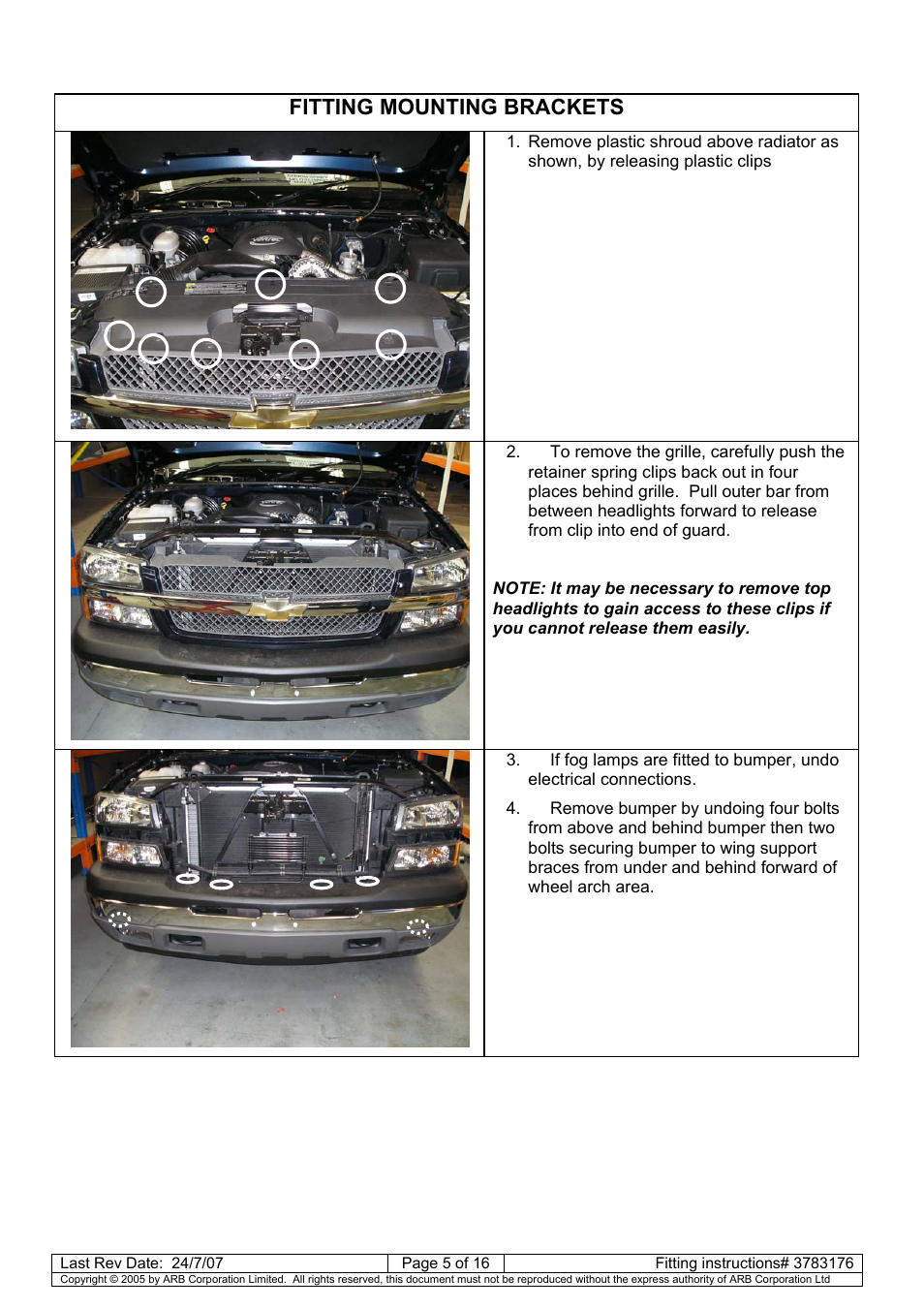 Fitting mounting brackets | ARB 3462040 User Manual | Page 6 / 45