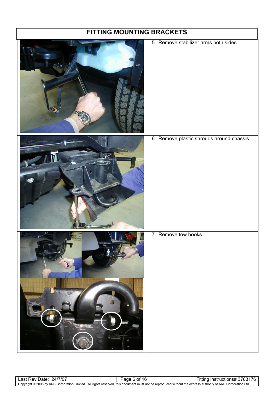 Fitting mounting brackets | ARB 3462040 User Manual | Page 7 / 45