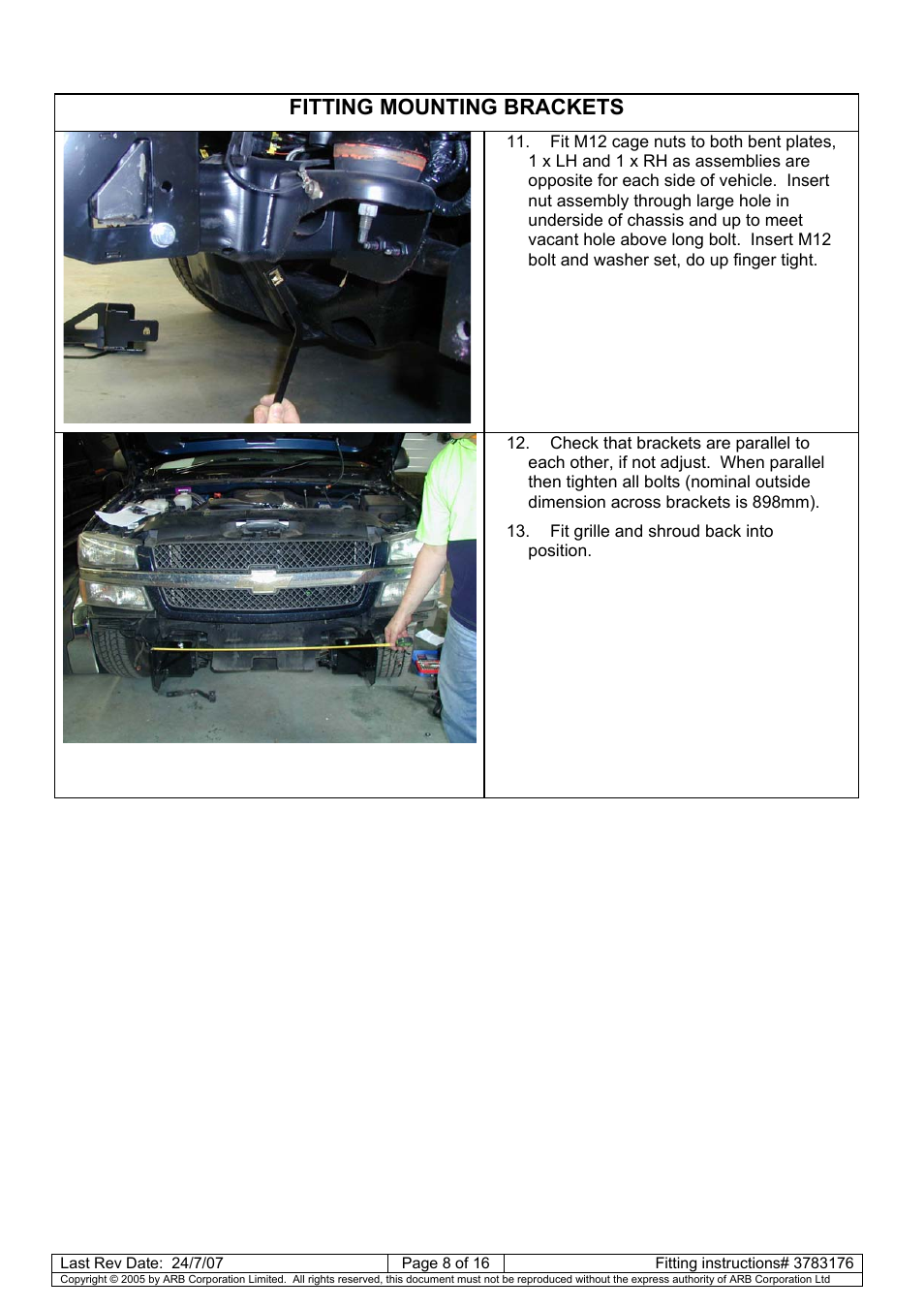 Fitting mounting brackets | ARB 3462040 User Manual | Page 9 / 45