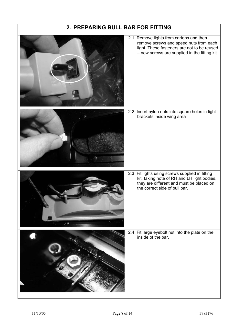 Preparing bull bar for fitting | ARB 3462020 User Manual | Page 22 / 55