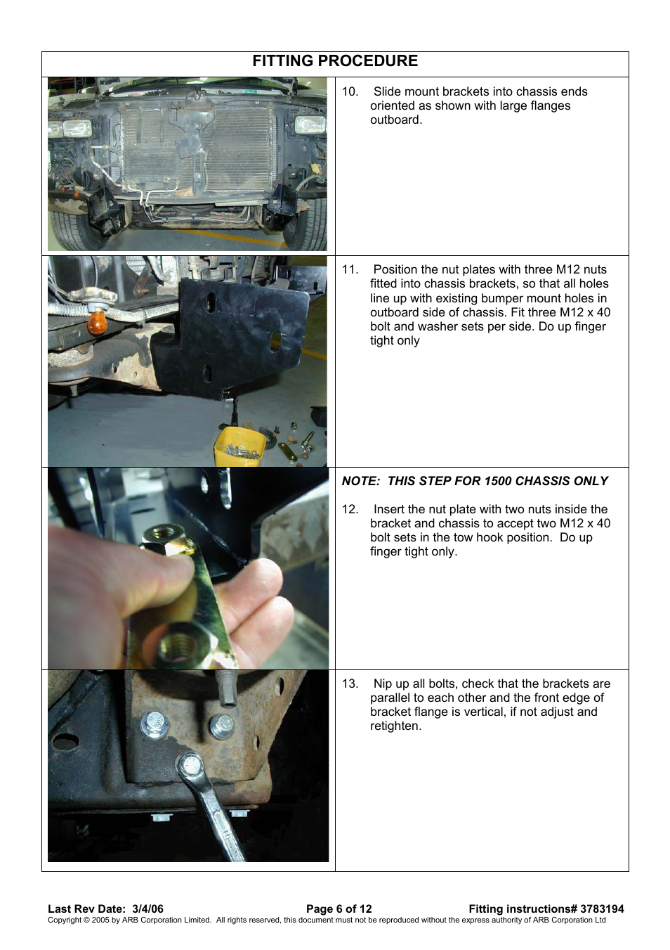 Fitting procedure | ARB 3462030 User Manual | Page 6 / 12