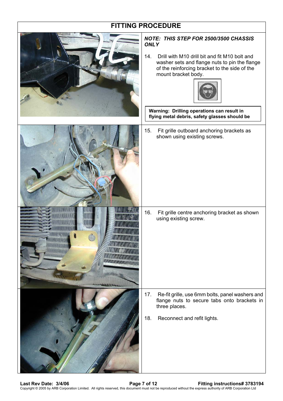 Fitting procedure | ARB 3462030 User Manual | Page 7 / 12