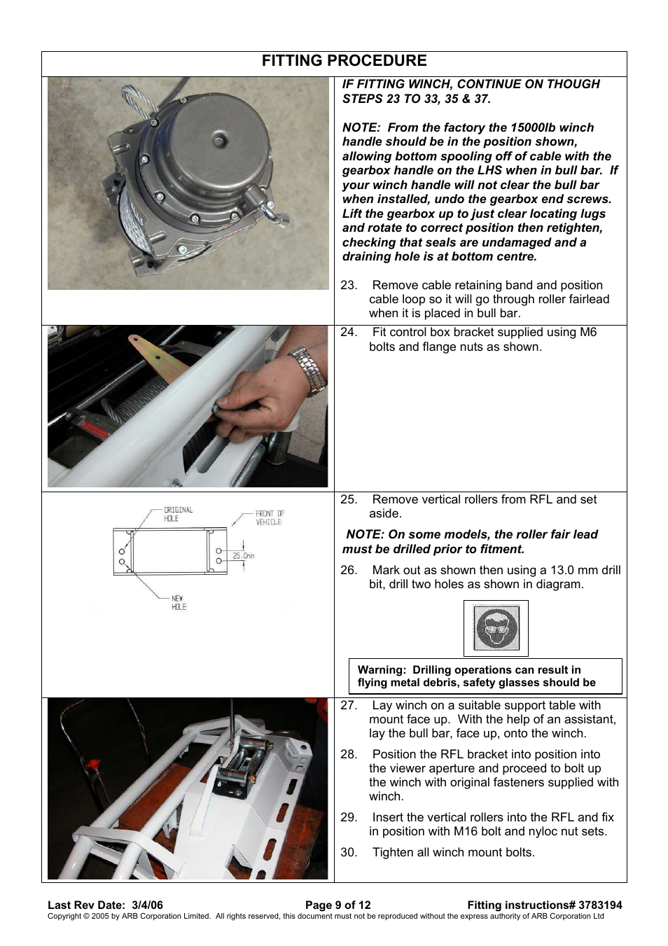 Fitting procedure | ARB 3462030 User Manual | Page 9 / 12