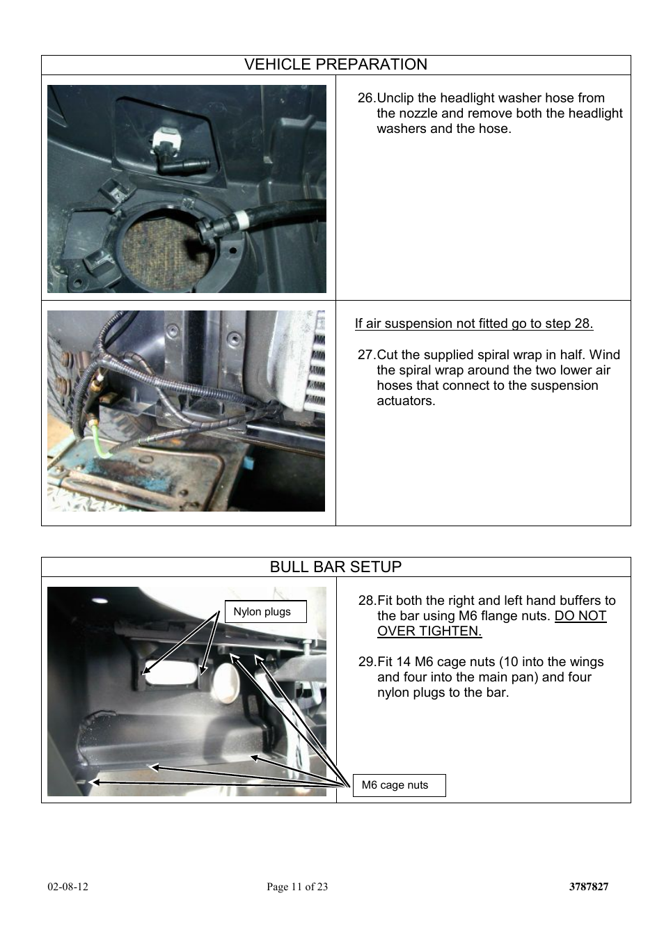 Vehicle preparation, Bull bar setup | ARB 3232200 User Manual | Page 11 / 23