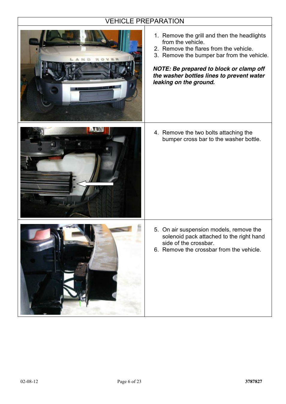 Vehicle preparation | ARB 3232200 User Manual | Page 6 / 23