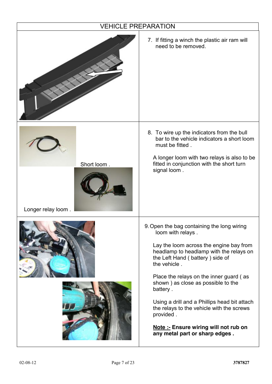 Vehicle preparation | ARB 3232200 User Manual | Page 7 / 23