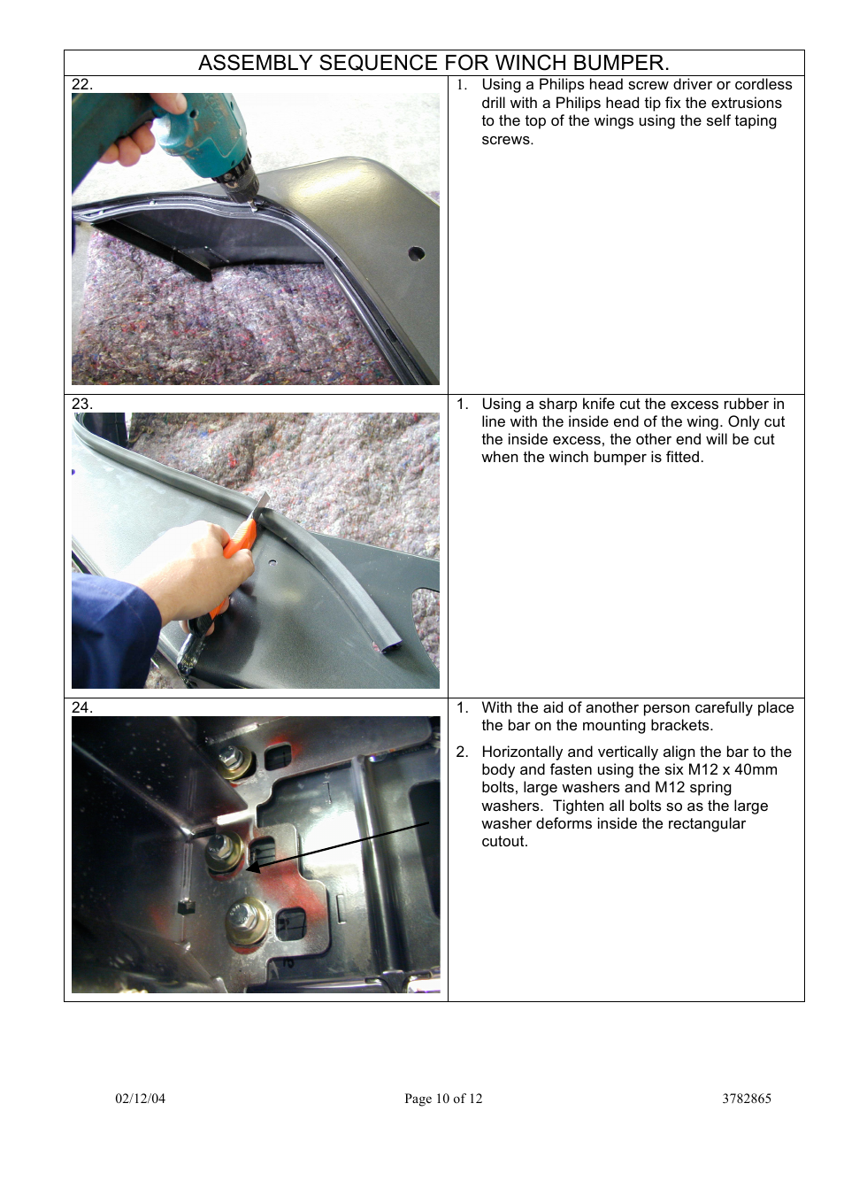 Assembly sequence for winch bumper | ARB 3938020 User Manual | Page 10 / 12