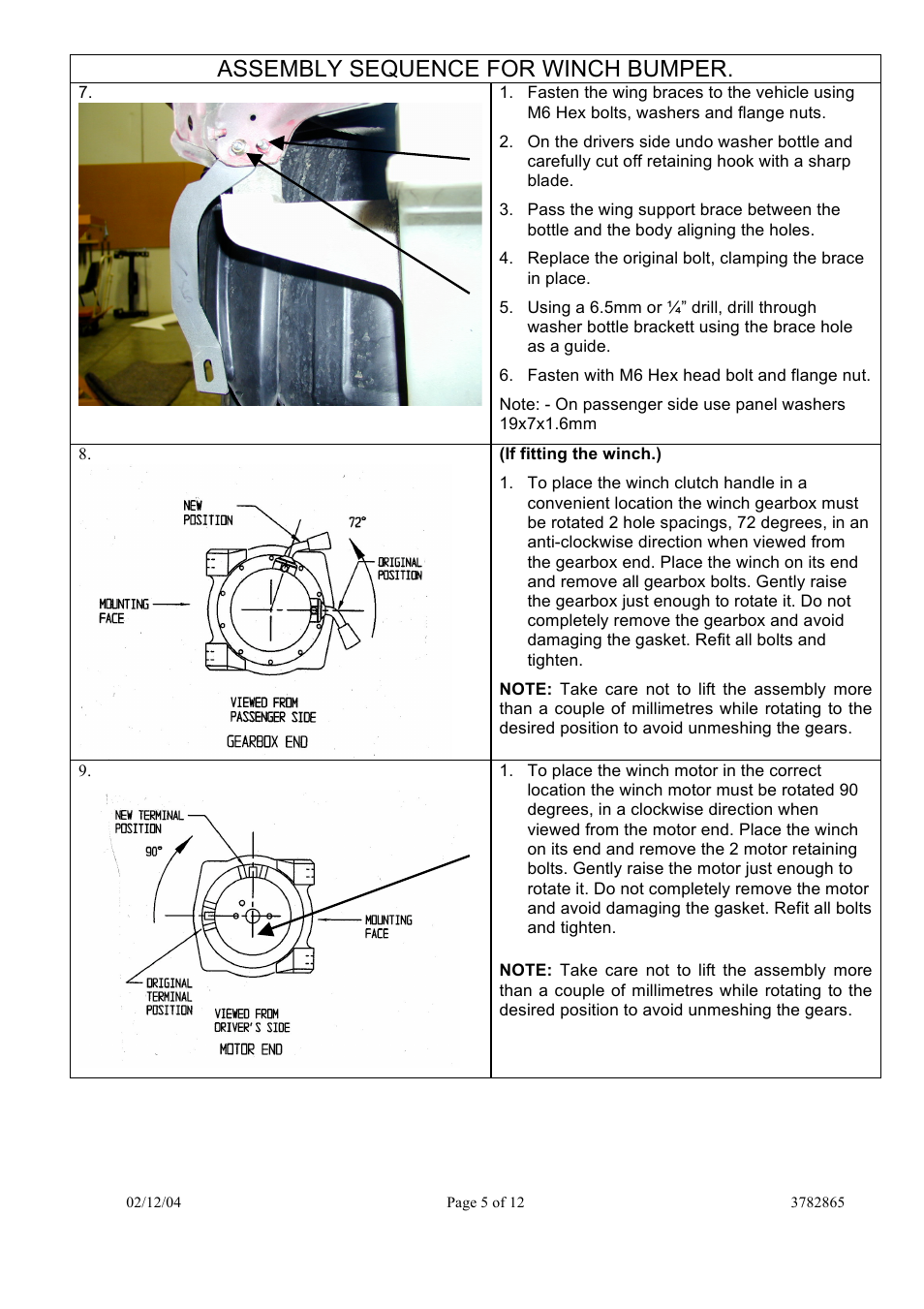 Assembly sequence for winch bumper | ARB 3938020 User Manual | Page 5 / 12