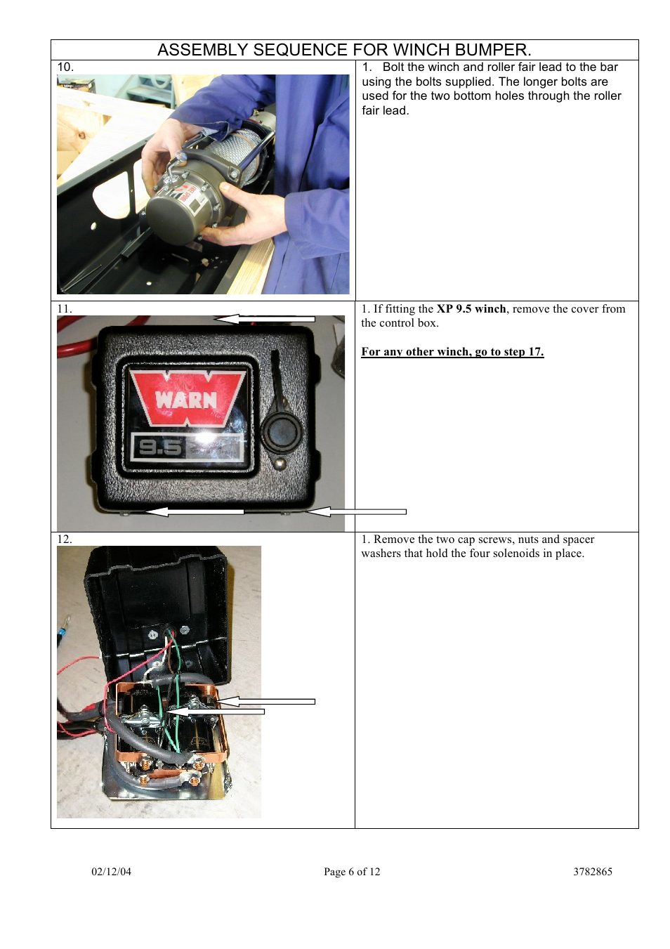 Assembly sequence for winch bumper | ARB 3938020 User Manual | Page 6 / 12